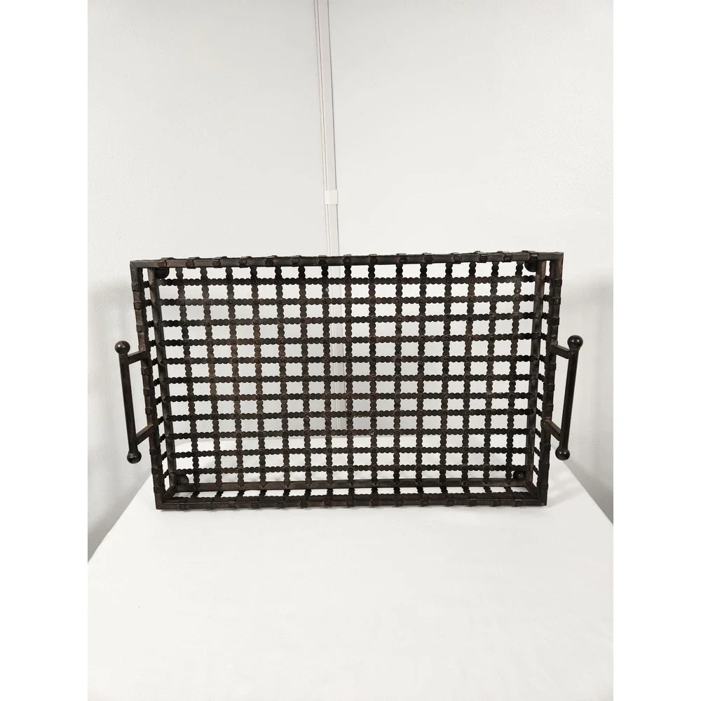 Handcrafted Industrial Bronzed Iron Riveted Castlecore Tray w/Handles 22